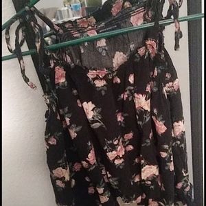 off the shoulder floral shir with tie straps